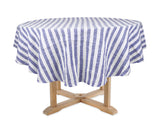 Farmhouse Stripe Linen Round Tablecloth
