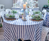 Farmhouse Stripe Linen Round Tablecloth