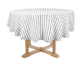 Homestead Stripe Linen Tablecloth -  Round Tablecloth 60 inch