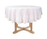 Homestead Stripe Linen Tablecloth -  Round Tablecloth 60 inch