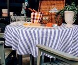 Farmhouse Stripe Linen Round Tablecloth