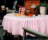Homestead Stripe Linen Tablecloth -  Round Tablecloth 60 inch