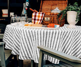 Homestead Stripe Linen Tablecloth -  Round Tablecloth 60 inch