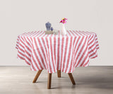 Farmhouse Stripe Linen Round Tablecloth
