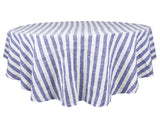 Farmhouse Stripe Linen Round Tablecloth