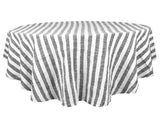 Farmhouse Stripe Linen Round Tablecloth