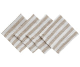 Beige Linen Napkins - Tan Stripe Napkins