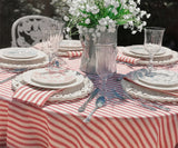Red Striped Cotton Tablecloth - Rectangle Tablecloth