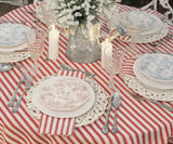 Red Striped Cotton Tablecloth - Rectangle Tablecloth