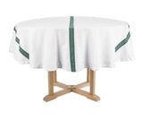 Green Striped Round Tablecloth