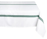 White Cotton Tablecloth - Green Striped