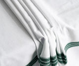 White Cotton Tablecloth - Green Striped