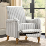 4-Piece Striped Farmhouse Living Room Set (Sofa, Loveseat, Recliner & Lift-Top Coffee Table