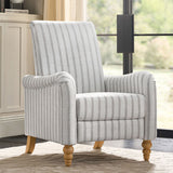 4-Piece Striped Farmhouse Living Room Set (Sofa, Loveseat, Recliner & Lift-Top Coffee Table