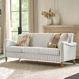 4-Piece Striped Farmhouse Living Room Set (Sofa, Loveseat, Recliner & Lift-Top Coffee Table