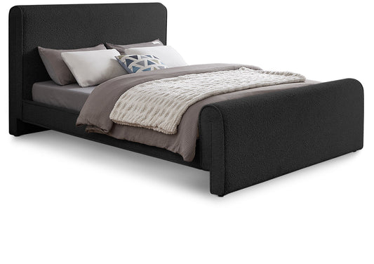 Stylus Boucle Fabric Bed – Modern Curved Headboard Design for Cozy Contemporary Bedrooms
