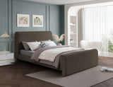 Stylus Contemporary Bed with Curved Headboard and Footboard - Luxurious Boucle Fabric Design