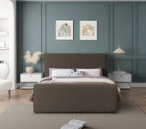 Stylus Boucle Fabric Bed – Modern Curved Headboard Design for Cozy Contemporary Bedrooms