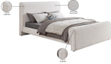 Stylus Boucle Fabric Bed – Modern Curved Headboard Design for Cozy Contemporary Bedrooms