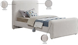 Stylus Boucle Fabric Bed – Modern Curved Headboard Design for Cozy Contemporary Bedrooms