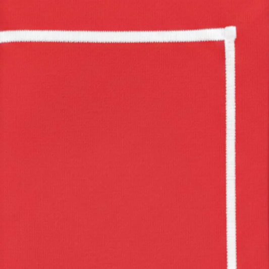 Red Rectangular Tablecloth - White Embroidery