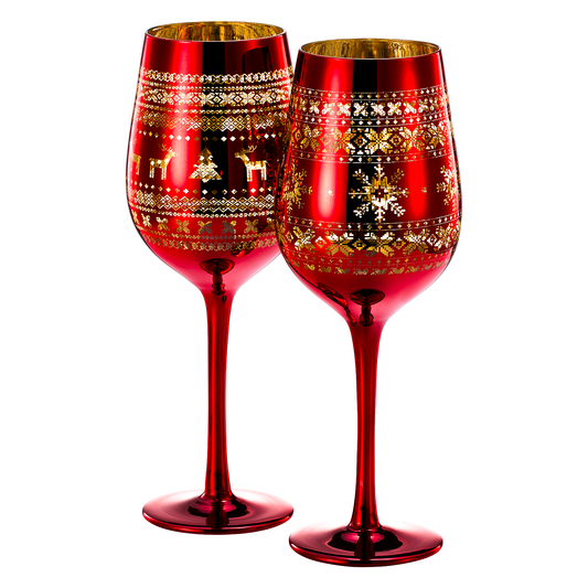 Crystal Christmas Tree Wine & Water Glasses - Set of 2