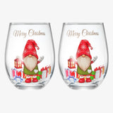 Stemless Christmas Gnome Wine Glass - 17 oz