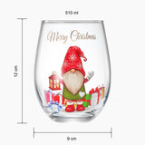 Stemless Christmas Gnome Wine Glass - 17 oz