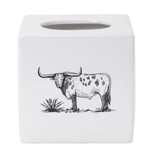 Ranch Life Ceramic Tissue Box Cover, 2 MOQ