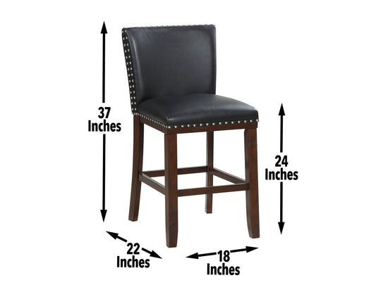 Tiffany 24" Counter Stool, Black Vegan Leather