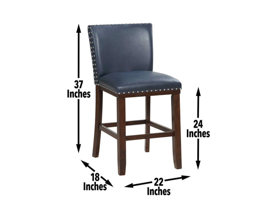 Tiffany 24" Counter Stool, Navy Vegan Leather