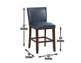 Tiffany 24" Counter Stool, Navy Vegan Leather