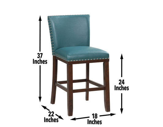 Tiffany 24" Counter Stool, Peacock Leatherette