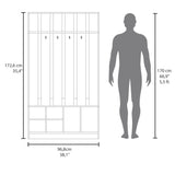 TUHOME Tulcan Hall Tree with Bench and Shoe Storage, Four Cubbies, Two Large Compartments and Coat Rack, Space-Saving Entryway Organizer with Hooks and Upper Shelf for Hallways, Mudrooms and Everyday Home Organization