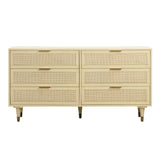 Sierra 60" Cane 6-Drawer Dresser