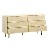 Sierra 60" Cane 6-Drawer Dresser