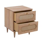 Carmen 19" Natural Ash and Cane 2-Drawer Nightstand