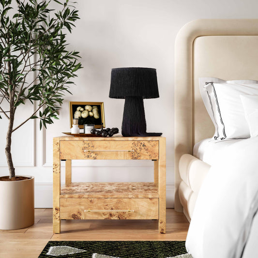 Brandyss 26" Burl 2-Drawer Nightstand