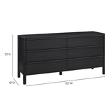 Tyra 62" Ash 6-Drawer Dresser