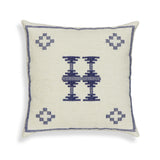 Aztec 20" Cream & Indigo Wool Square Throw Pillow Cover