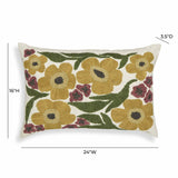 Blossom 24"X16" Embroidered Daisy Wool Throw Pillow