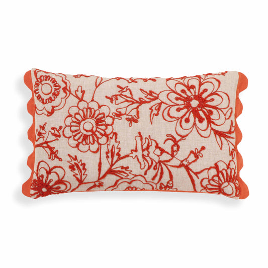 Portia 20"X12" Embroidered Cotton Flex Throw Pillow Cover