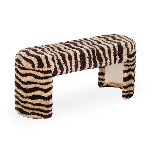 Zebra 39" Brown Striped Tufted Bench