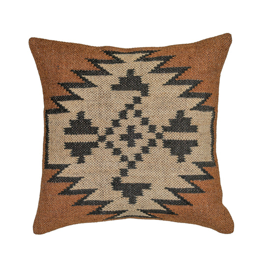 Terra 20"  Square Wool and Jute Kilim Throw Pillow