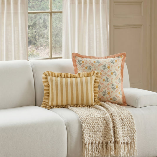 Dolce 20" Blush Pink Natural Cotton Throw Pillow