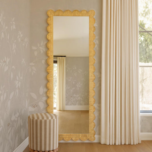 Bama 29.1"X75" Long Natural Rattan Wall Mirror