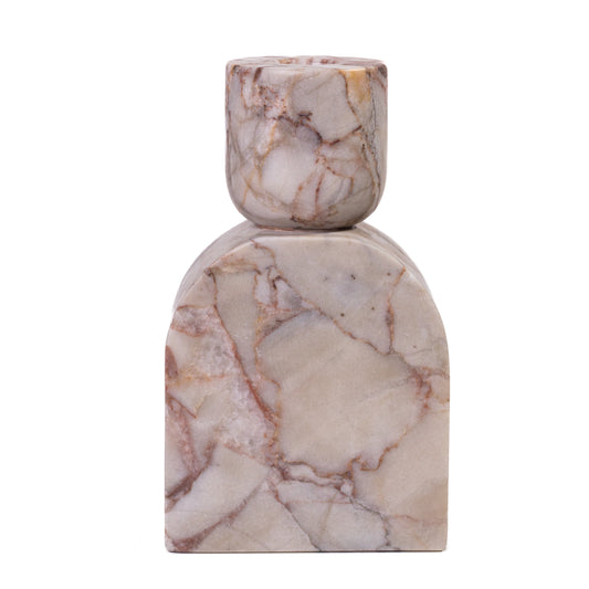 Marble White Brown Foundation Candle Holder