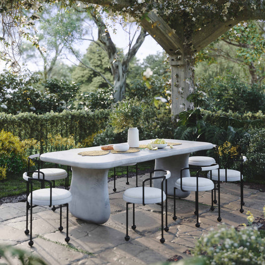 Athen 95" Grey Faux Stone Indoor/Outdoor Rectangular Dining Table