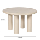 Barbara 47" Cream Textured Indoor/Outdoor Round Dining Table