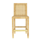 Amara Rattan & Cream Contract-Grade Linen Stool